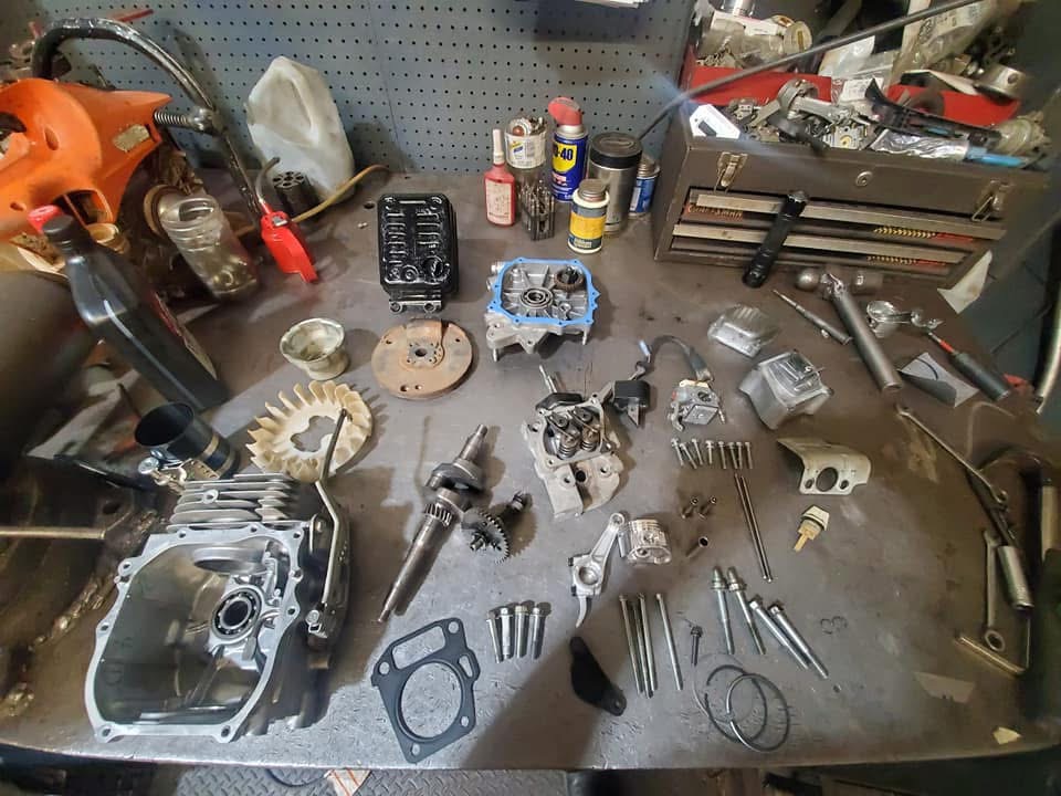 Small engine fully disassembled